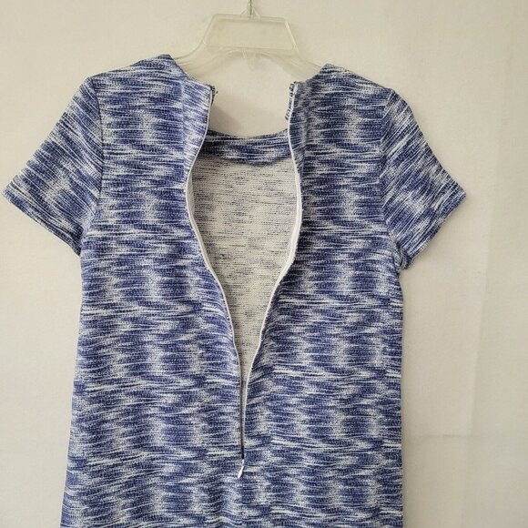 Loft Dress Women 4 Blue Short Sleeve Textured Slightly Discolored Armpits - Picture 6 of 12